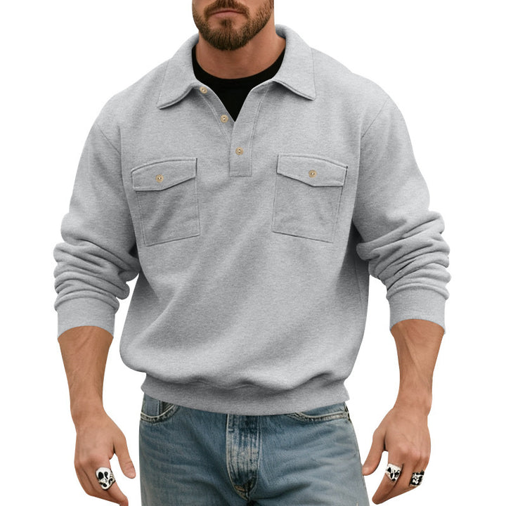 Comfortable fleece pullover for men with practical chest pockets Lune London