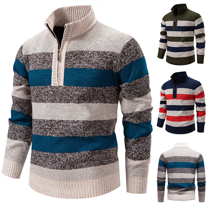 Casual men's sweater with a modern high collar and half-zip closure Lune London