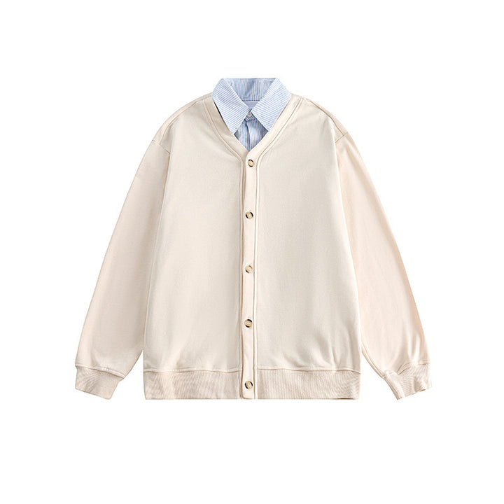 Men's oversized knit cardigan in sweatshirt style with V-neck and button placket Amarae