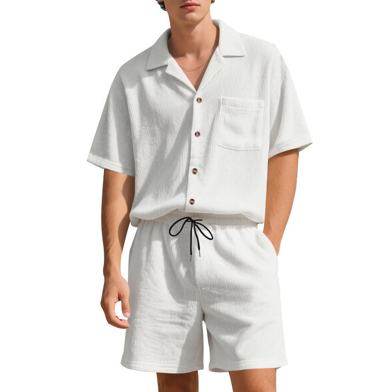 Casual men's set with cropped top and elastic shorts Lune London