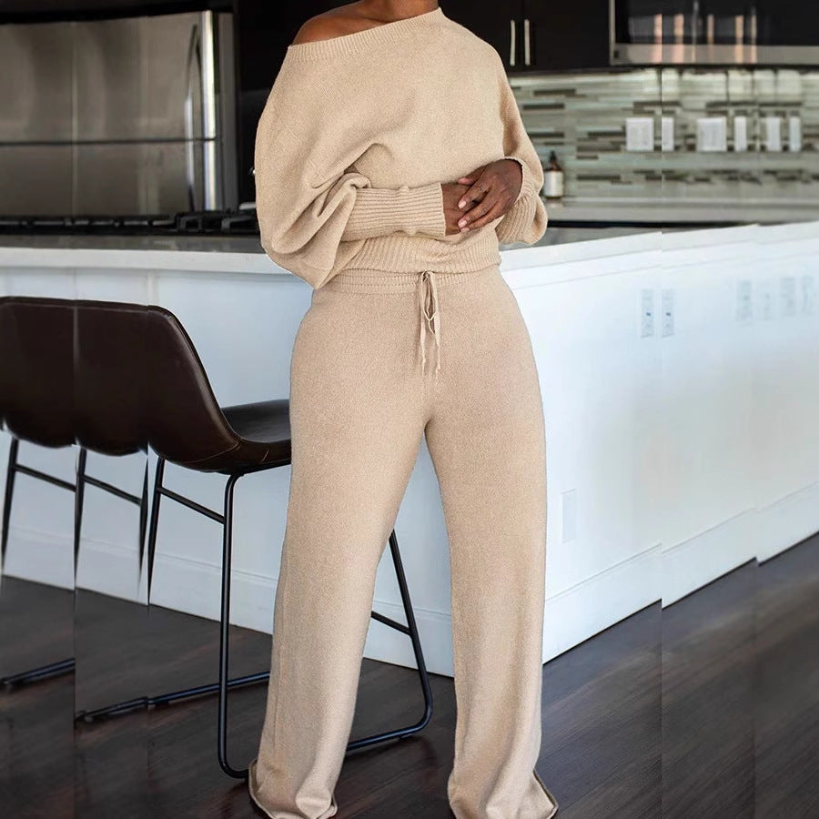 Costume en tricot pour femmes avec jambe large et coupe décontractée Chic & Stil