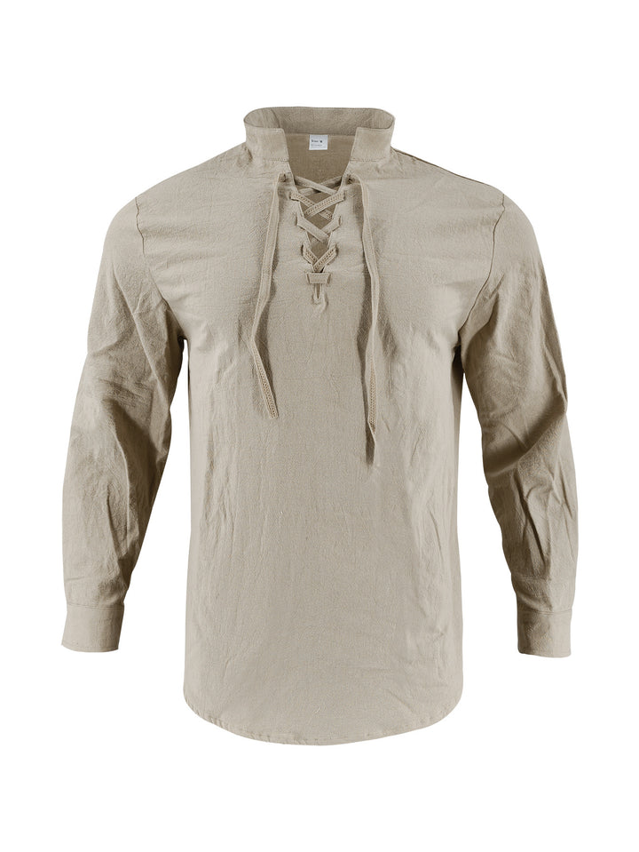 Long sleeve shirt for men with fashionable laces and high collar Lune London