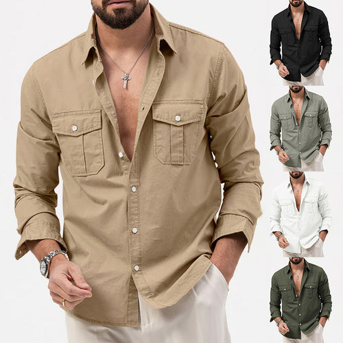 Long sleeve shirt for men with two chest pockets and modern fit Amarae