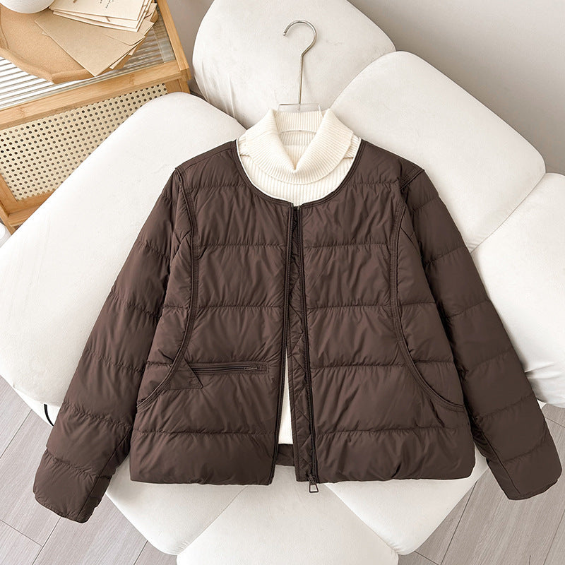 Women Comfortable Quilted Leisure Jacket with High Collar and Side Pockets Lune London