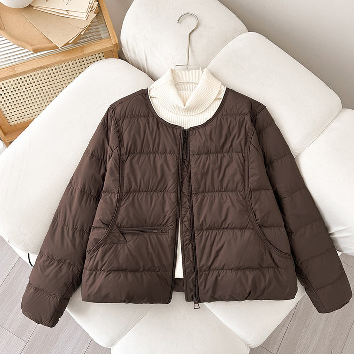 Women Comfortable Quilted Leisure Jacket with High Collar and Side Pockets Lune London