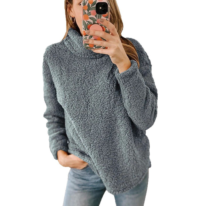 Pull en molleton confortable pour femmes avec col montant et surface texturée Chic & Stil