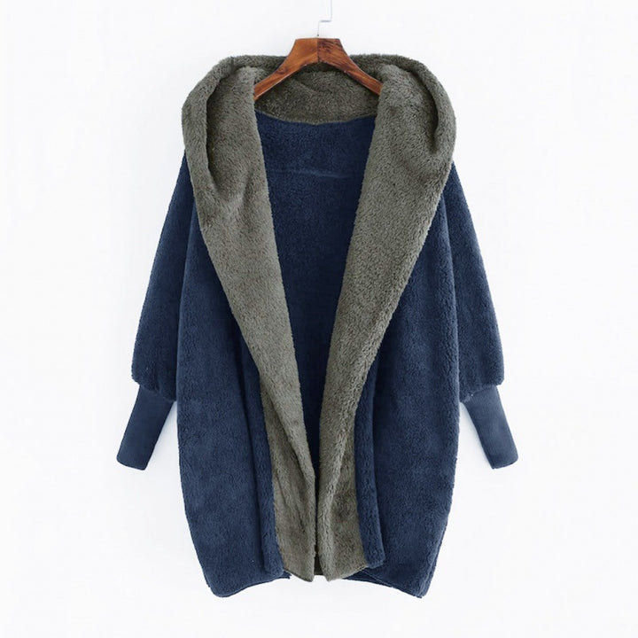 Women's Oversized Faux Fur Hooded Coat with Contrasting Teddy Lining and Ribbed Cuffs Amarae