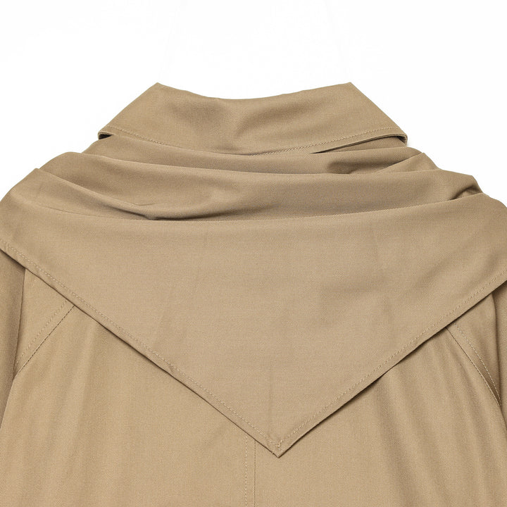Women's Cropped Trench Cape Jacket with Bow Collar and Boxy Silhouette Amarae