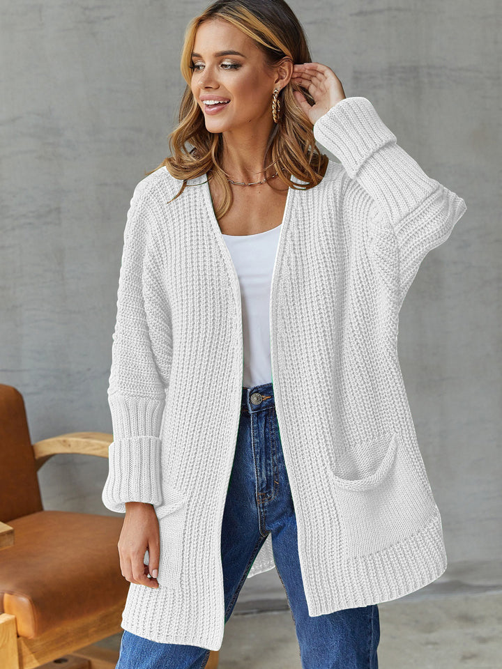 Ladies oversized knit cardigan with ribbed structure and pockets Lune London