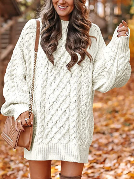 Ladies chunky knit sweater with twisted pattern Lune London