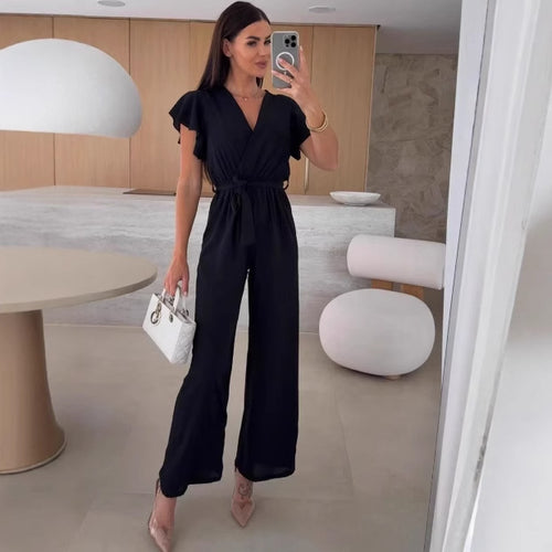 Ladies Elegant Jumpsuit with Gathered Neckline Amarae