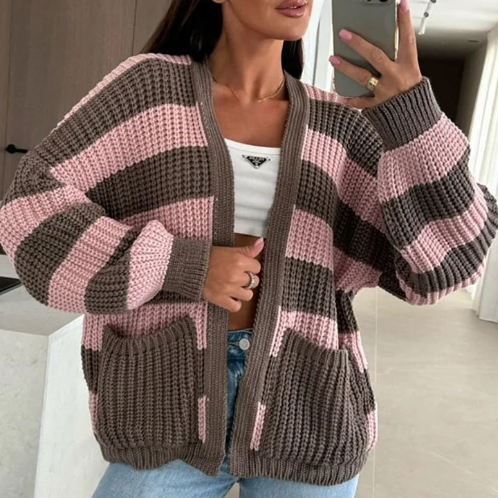 Women's knit jacket with a striking check pattern and a relaxed fit Lune London