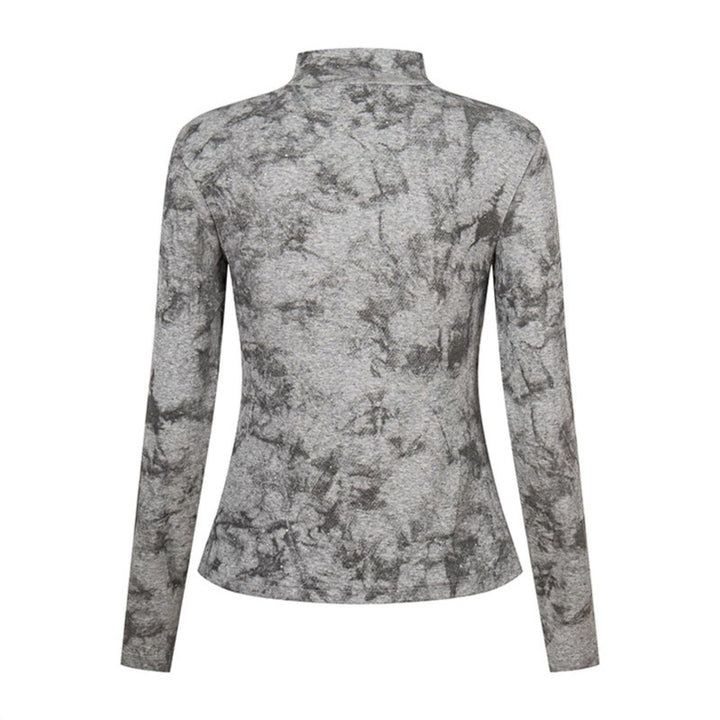 Women's long sleeve shirt with stand-up collar and decorative cord appliqué Amarae
