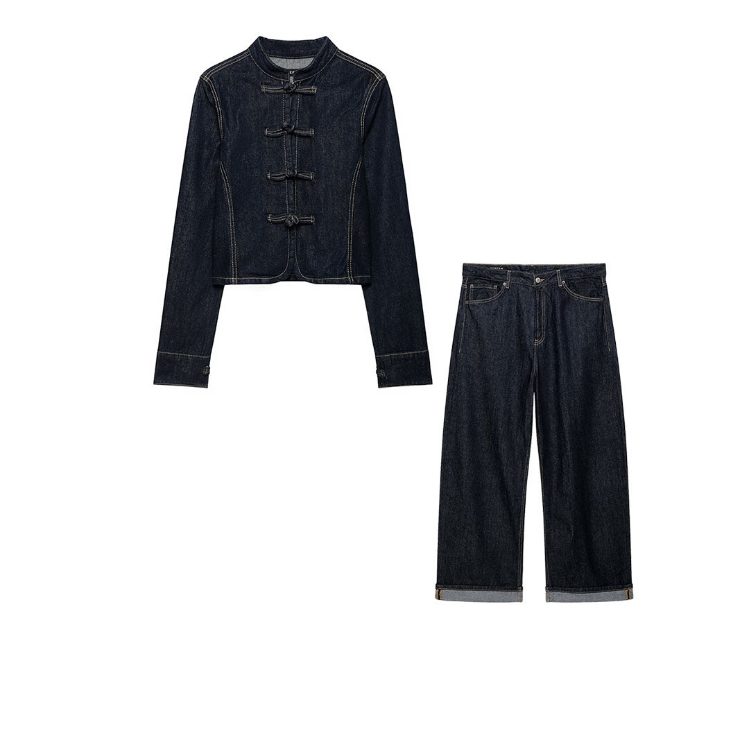 Women's Wide-Cut High-Waist Jeans made of Raw Denim with Cuffed Hem Amarae