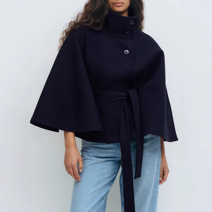 Ladies modern wrap jacket with loose fit and high collar Lune London