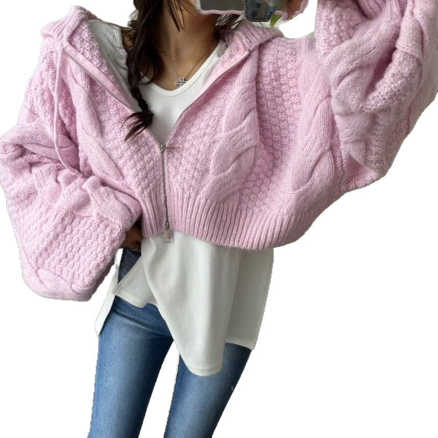 Lune London women's cable knit cropped hoodie