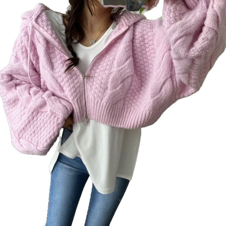 Lune London women's cable knit cropped hoodie