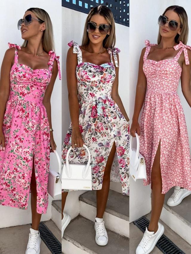 Lune London Floral Print Midi Dress for Women
