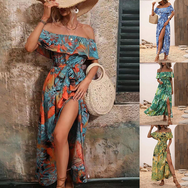 Maxie Off-Shoulder Dress for Women with Side Slit Lune London