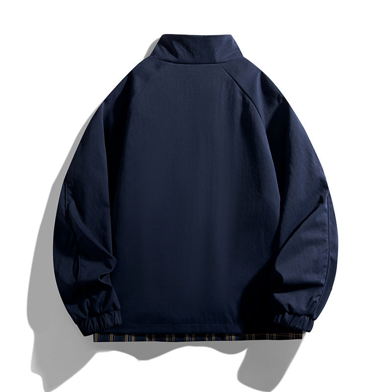 Casual transition jacket for men with high collar and practical zippered pockets Lune London