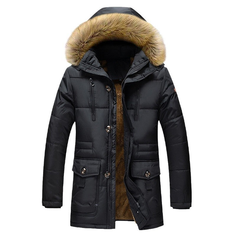 Men's Urban Winter Parka with double closure, fur-lined hood, and multifunctional utility pockets Amarae