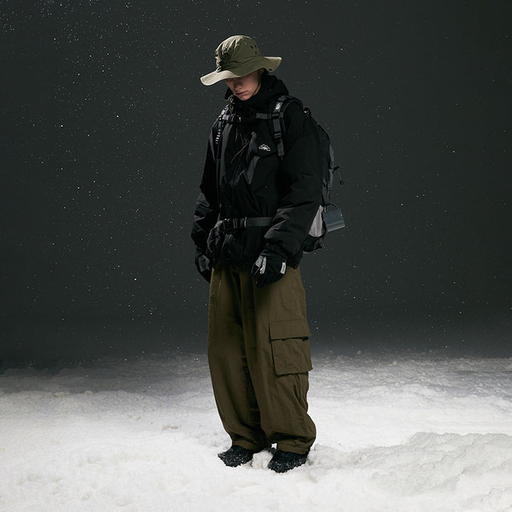 Men's Padded Tech Outdoor Jacket with Adjustable Waist Belt, Utility Attachments and Hidden Hood Amarae