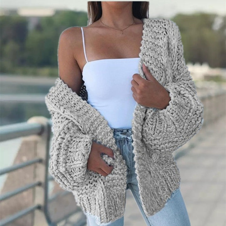 Thick knit jacket for women with casual fit and deep pockets Lune London