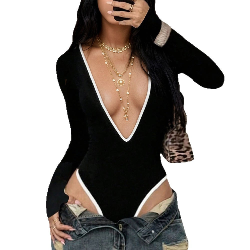 Robe ajustée femme avec décolleté en V plongeant et manches longues Chic & Stil