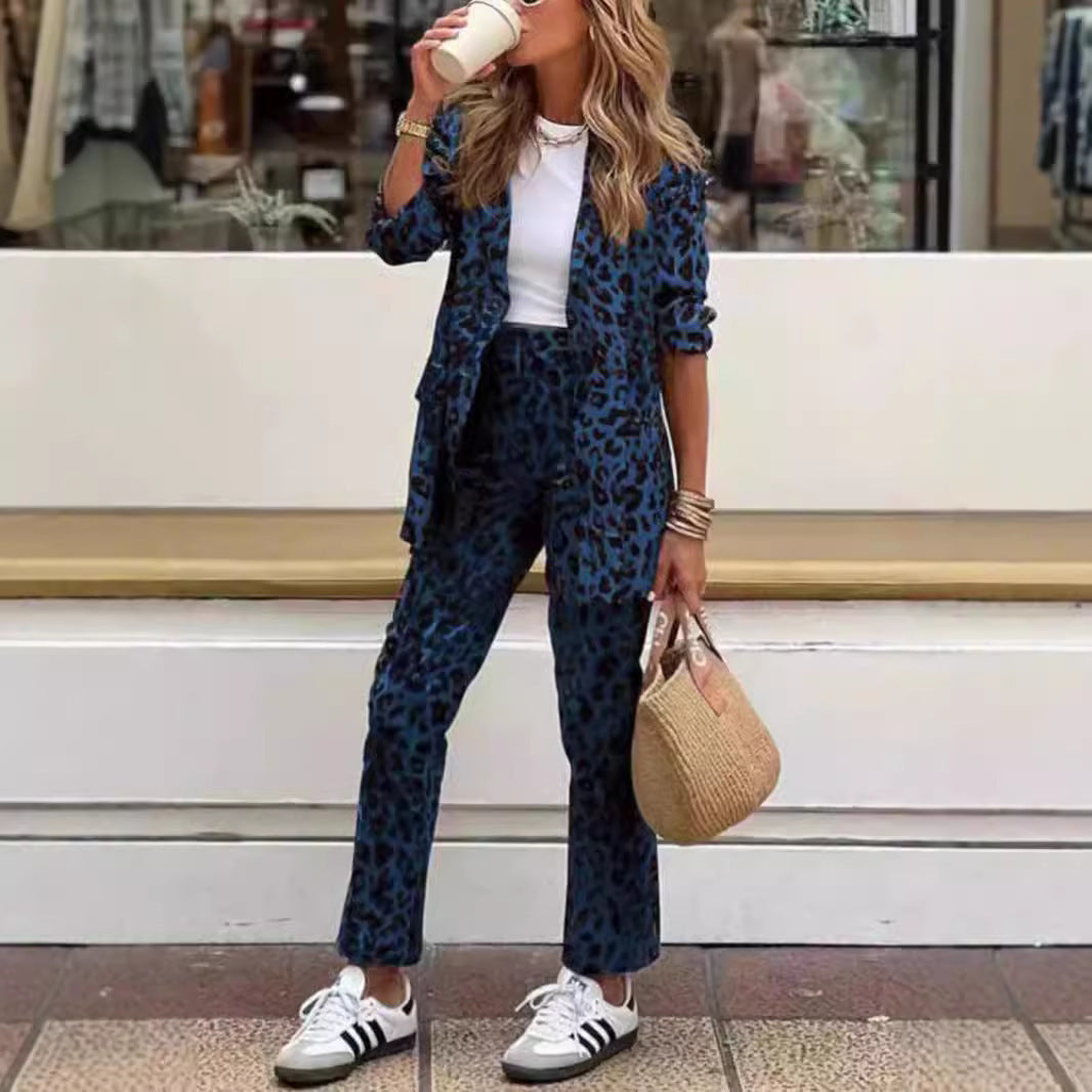 Chic animal print blazer and pant set for women Lune London