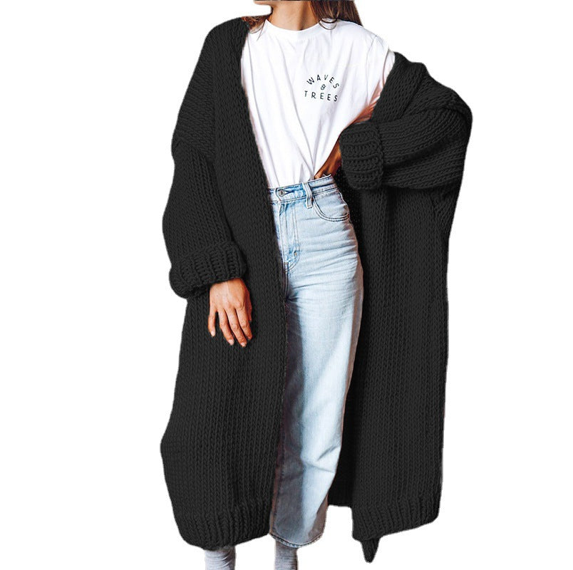 Chunky knit coat for women with voluminous sleeves and relaxed fit Lune London