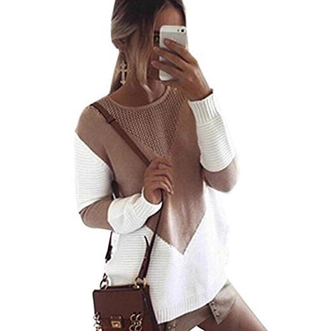 Sweater en tricot pour femmes avec motif géométrique et texture fine Chic & Stil
