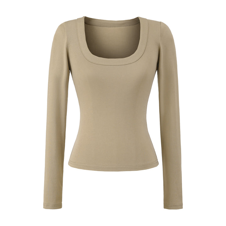 Women’s long sleeve top with deep round neckline Lune London
