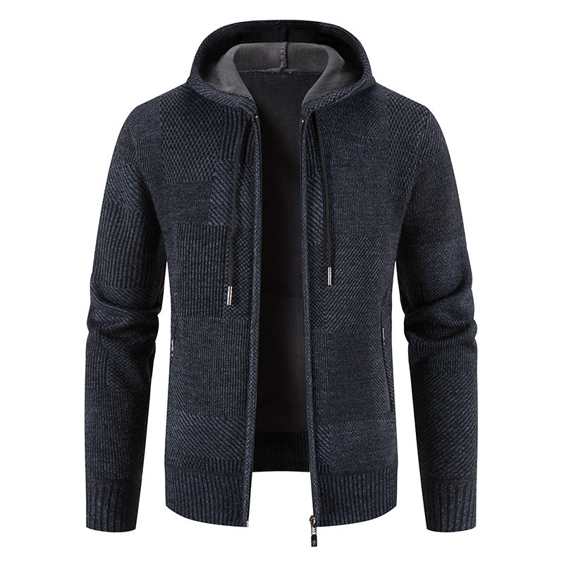 Men's knitted hoodie jacket with modern structural elements Lune London