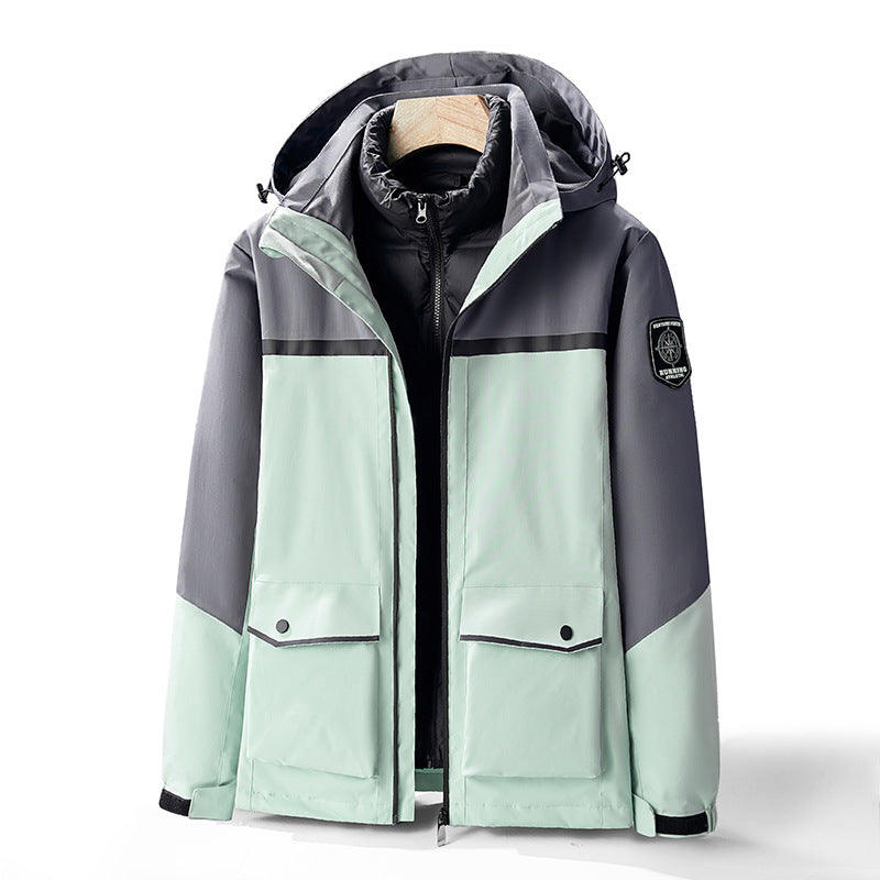 Men's two-layer weather parka with removable insulation inner jacket and utility pockets Amarae