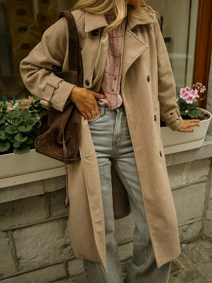 Elegant wool coat for women with practical belt Lune London