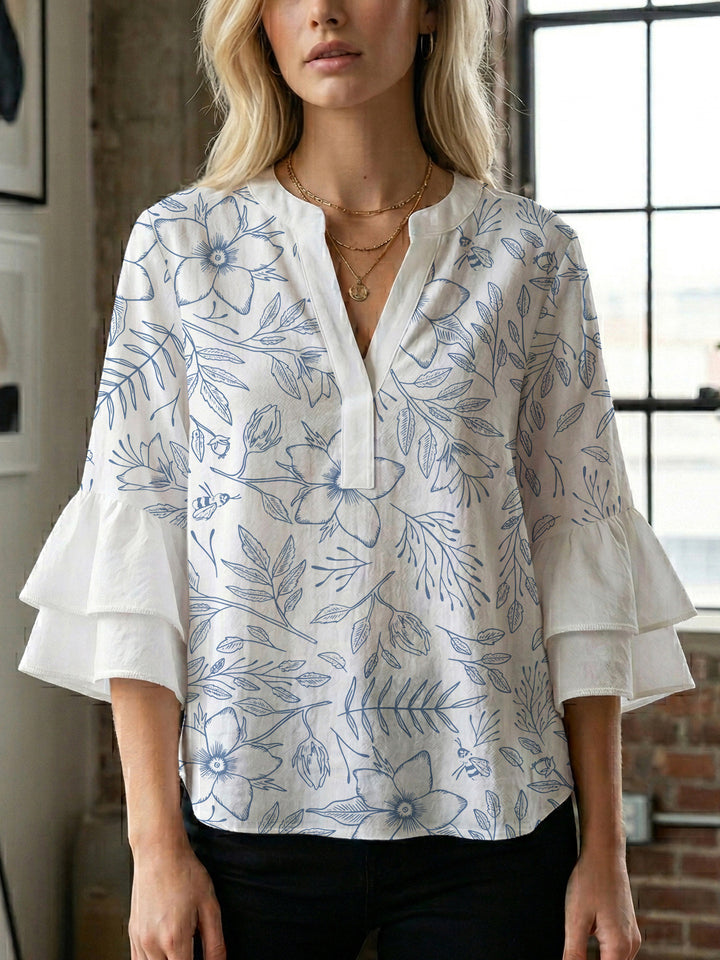 Women's artistic top with ruffled sleeves Lune London