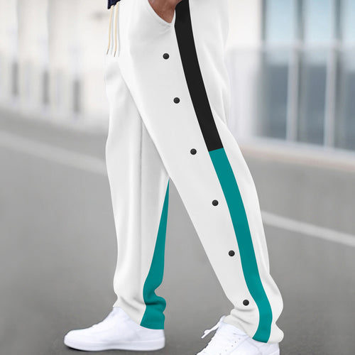 Men's sporty jogger pants with zipper, side pockets, and snap button Amarae