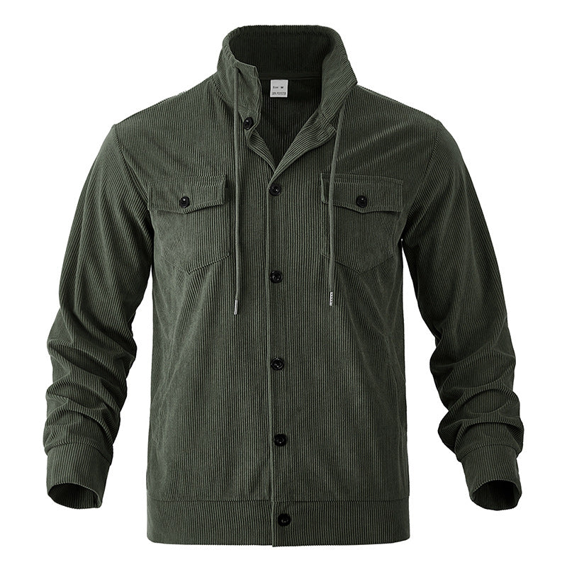 Textured corduroy utility shirt for men with practical chest pockets Lune London
