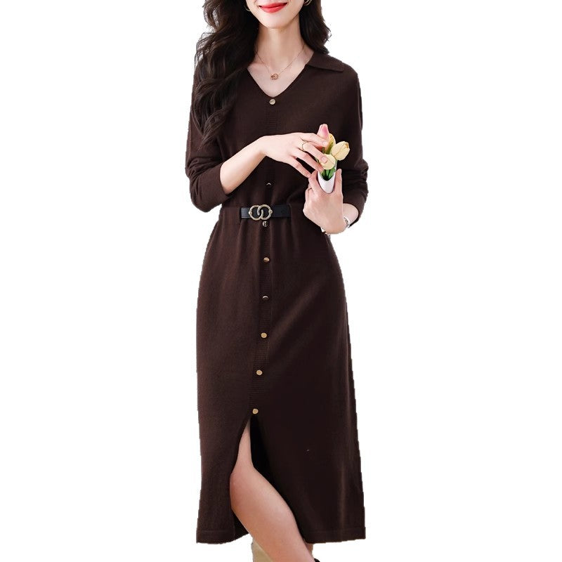 Robe Chemise Élégante pour Femmes avec Fermeture Boutonnée et Fente Latérale Chic & Stil