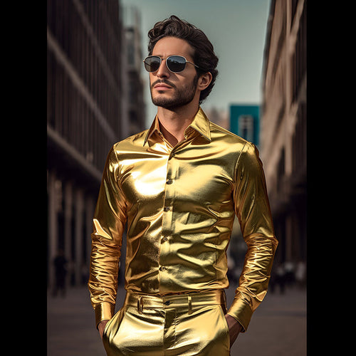 Shiny long sleeve shirt for men with stylish cut Amarae