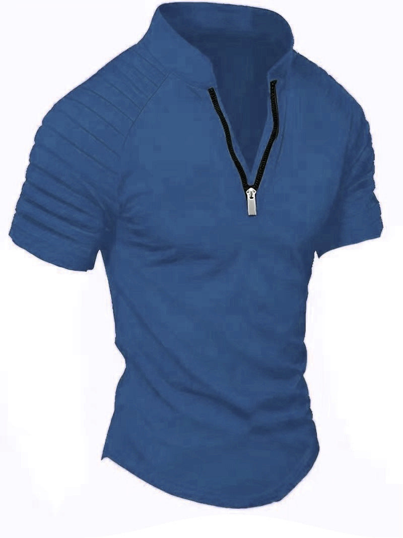Short Sleeve Sports T-Shirt for Men with Structured Zipper Lune London