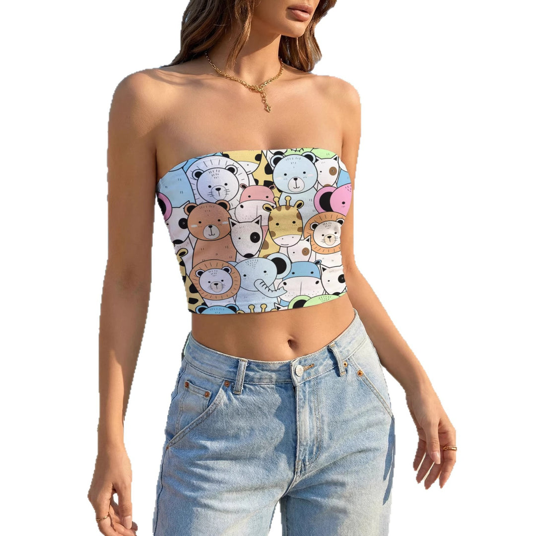 Women's Bandeau Top with Creative Marble Design Lune London