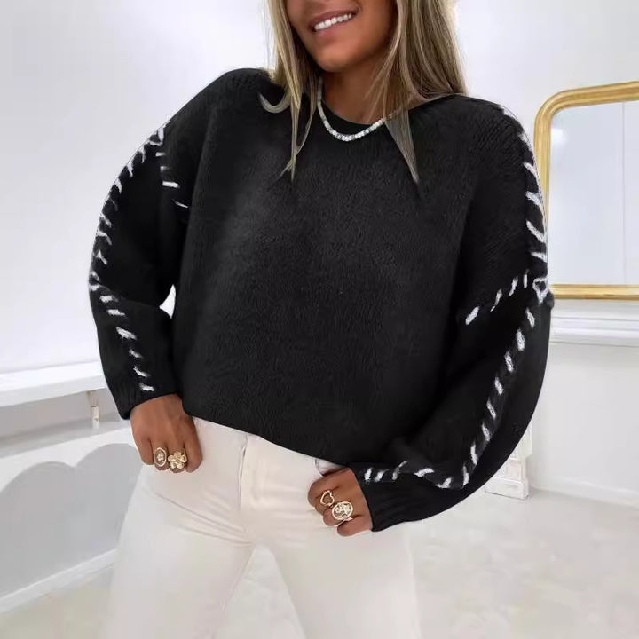Pull en tricot pour femmes avec détails de couture décoratifs Chic & Stil