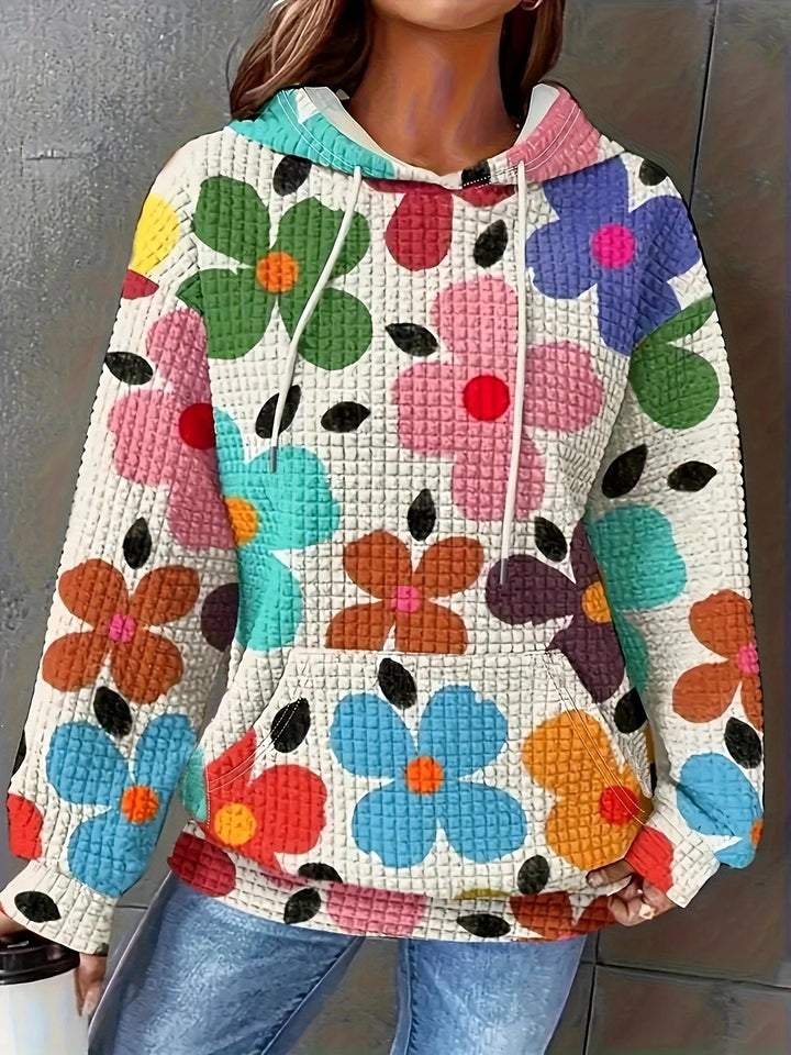 Women's hoodie with embossed floral pattern and comfortable fit Lune London