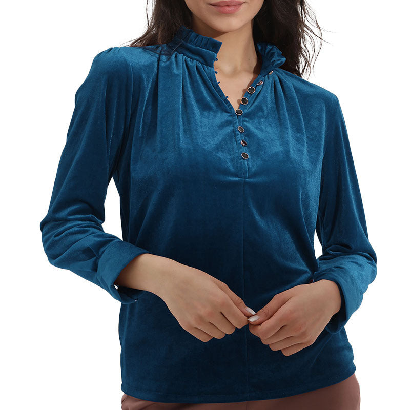 Women Elegant top with ruffle details and button fastening Lune London