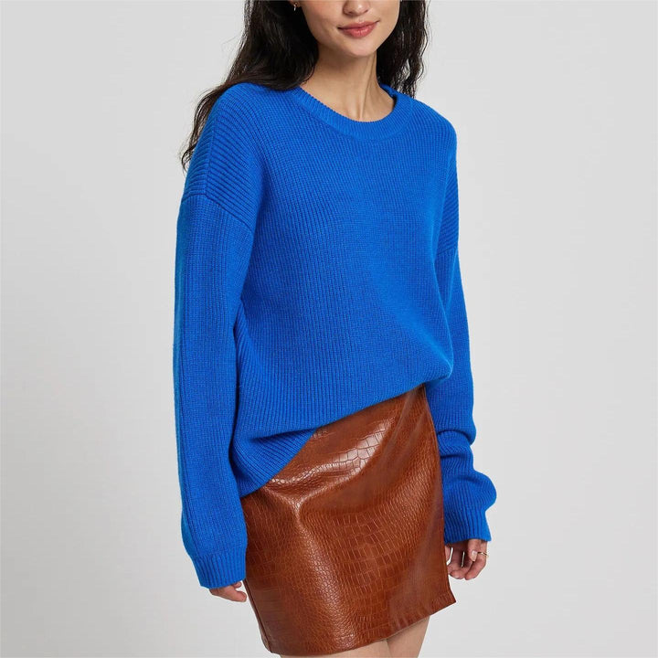 Ladies chunky knit sweater with relaxed fit and dropped shoulder seams Lune London