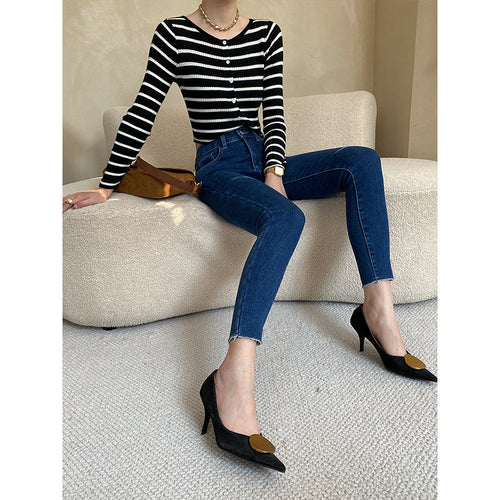 Ladies fitted jeans with high waistband Chic & Stil