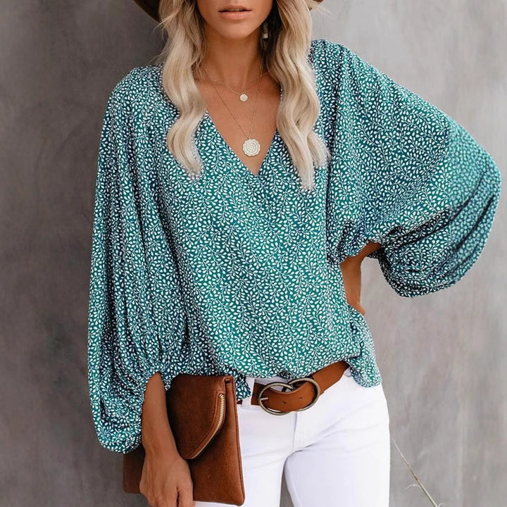 Blouse woman with wide sleeves and a floral pattern Lune London