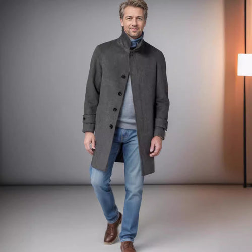 Elegant coat for men with a belt at the waist and modern accents Amarae