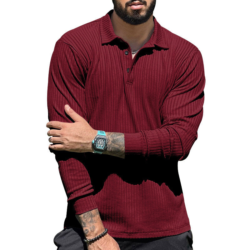 Long sleeve sporty polo for men with ribbed structure Lune London